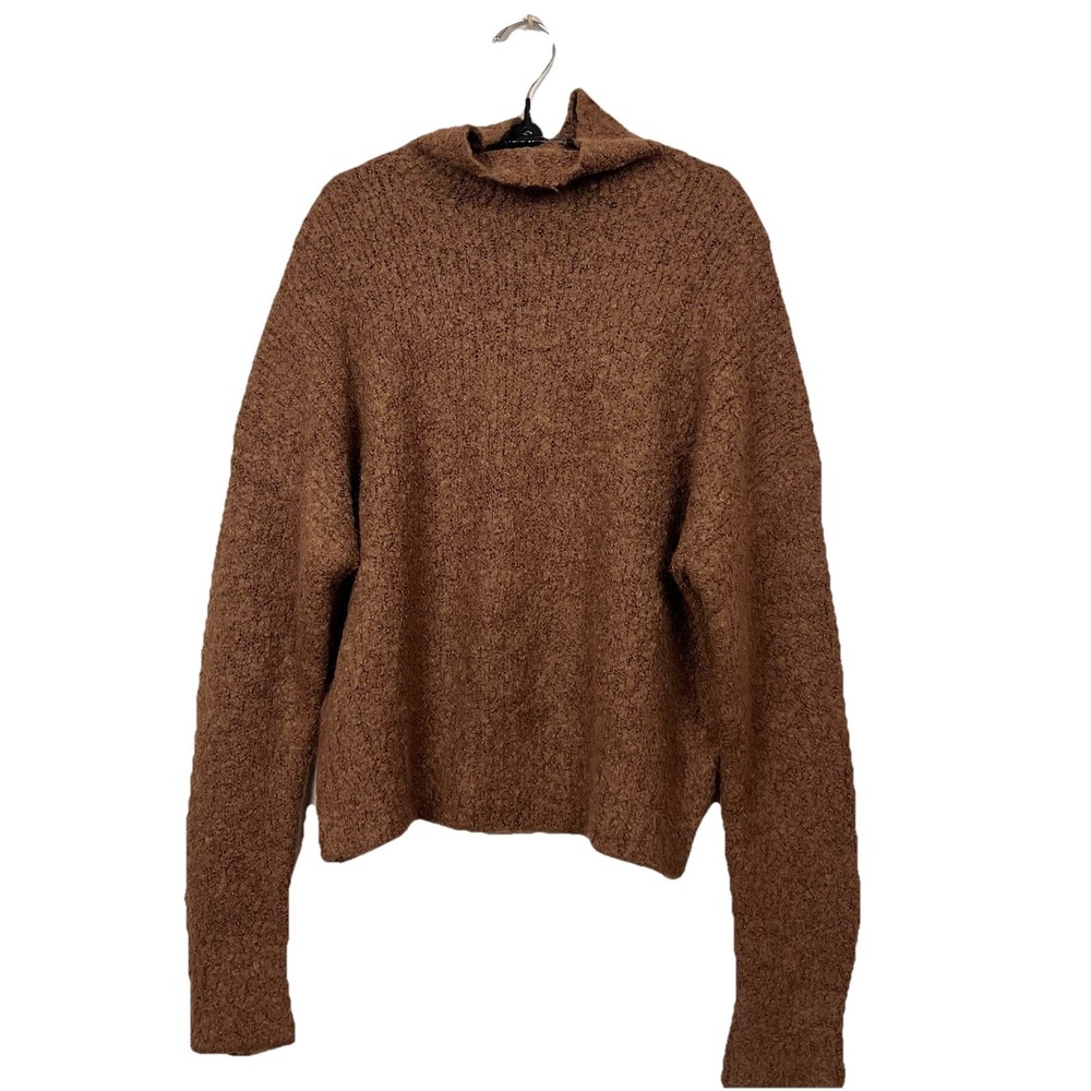 J.Crew Boucle Mockneck Sweater Honey Brown Wool Alpaca Blend Sm Hygge Cabin Cozy